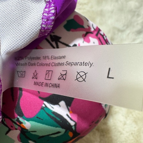 High Waist Bikini Set Swimwear Purple Floral PushUp Underwire Swimsuit Beach (L) - Picture 7 of 15